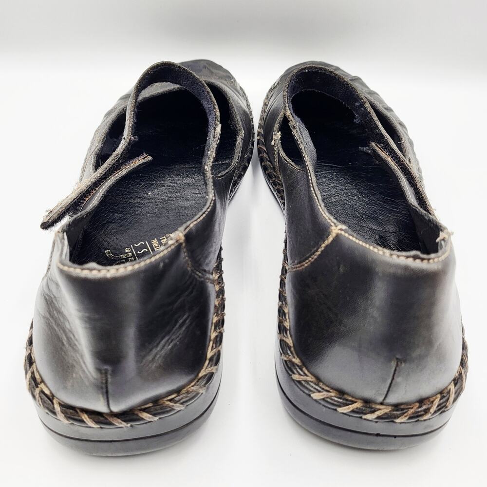 Rieker Mary Jane Black Leather Pleated Toe Vamp Braided Rubber Sole Trim Size 41 - Picture 6 of 12